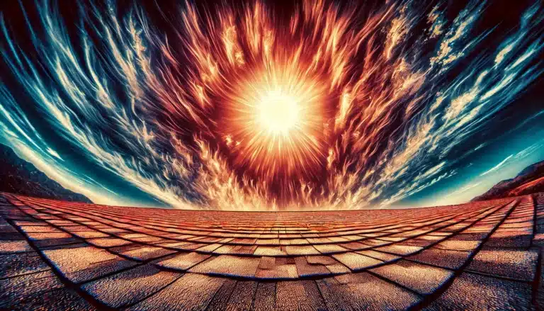 hot sun over a roof
