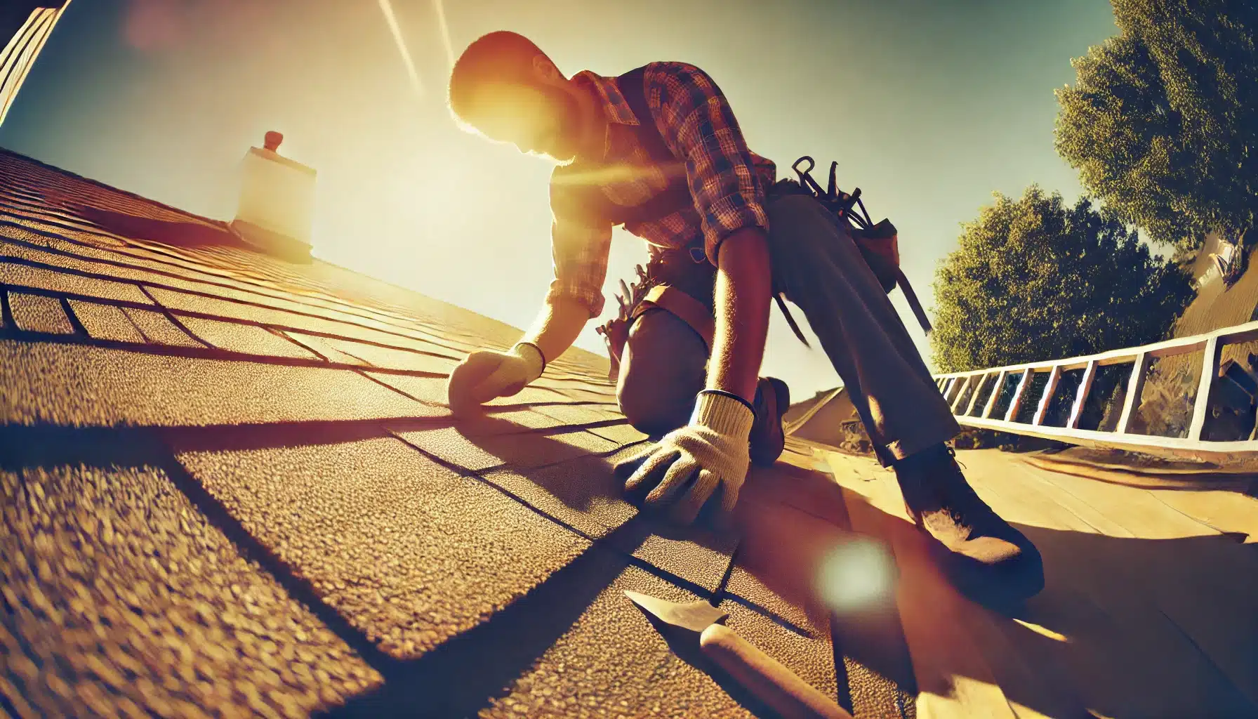 roofer on top of a roof