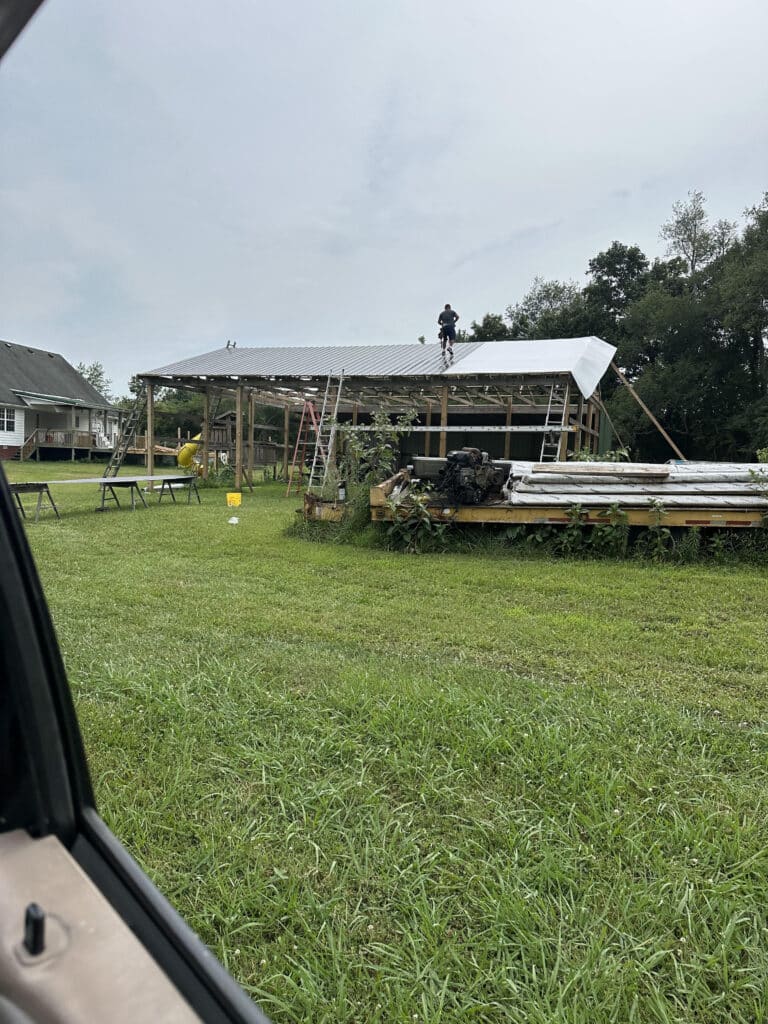 working on a roof